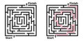 Maze. Square labyrinth or puzzle game. Find the right way or solution. Vector illustration